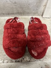 UGG Fluff Yeah 1098494K Red Slide Sandal , Size 4