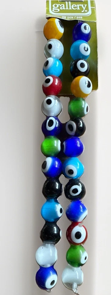 Cuentas de vidrio de murano mal de ojo multicolor redondas 7 mm Cantidad:34 Foto 2 de 2