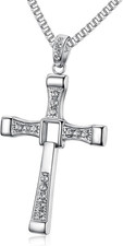 Cross Necklace for Men, Cross Pendant Necklace Stainless Steel Chains Sterling S