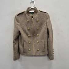 Holland Cooper Tailor Military Cadogan Tweed Brown Wool Chic Jacket Coat Uk 10