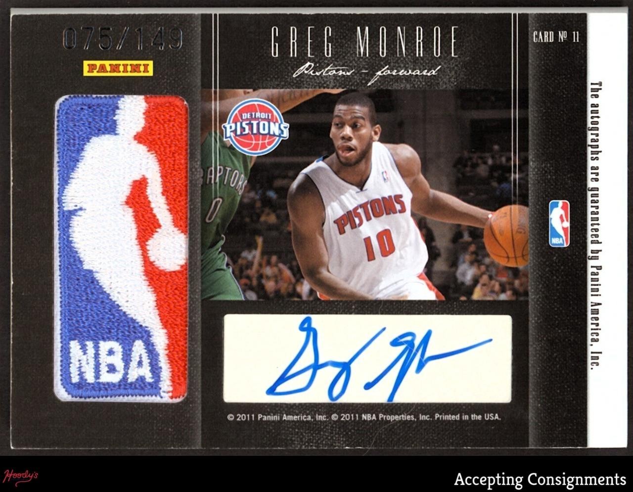 2010 Panini Black Box Passing Torch Logoman Adrian Dantley Monroe DUAL AUTO /149 view 2