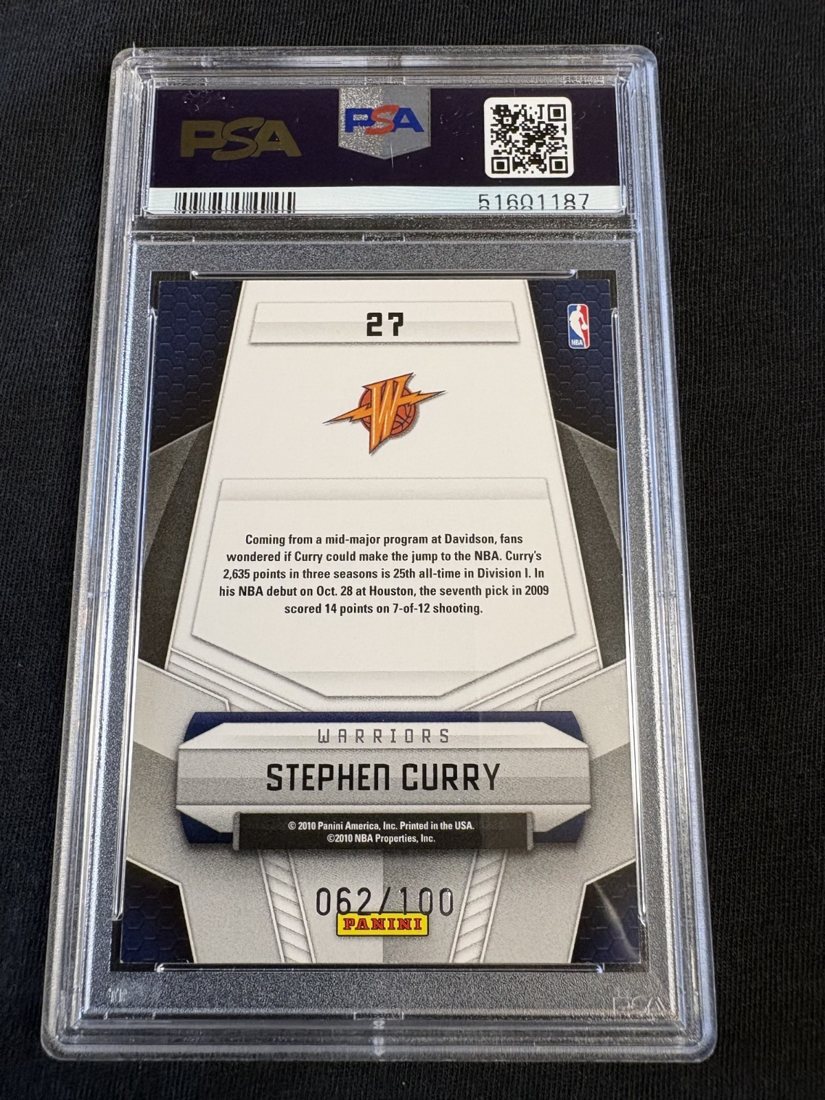 2009 STEPHEN CURRY PANINI CERTIFIED POTENTIAL- RED 62/100 PSA 8 view 3