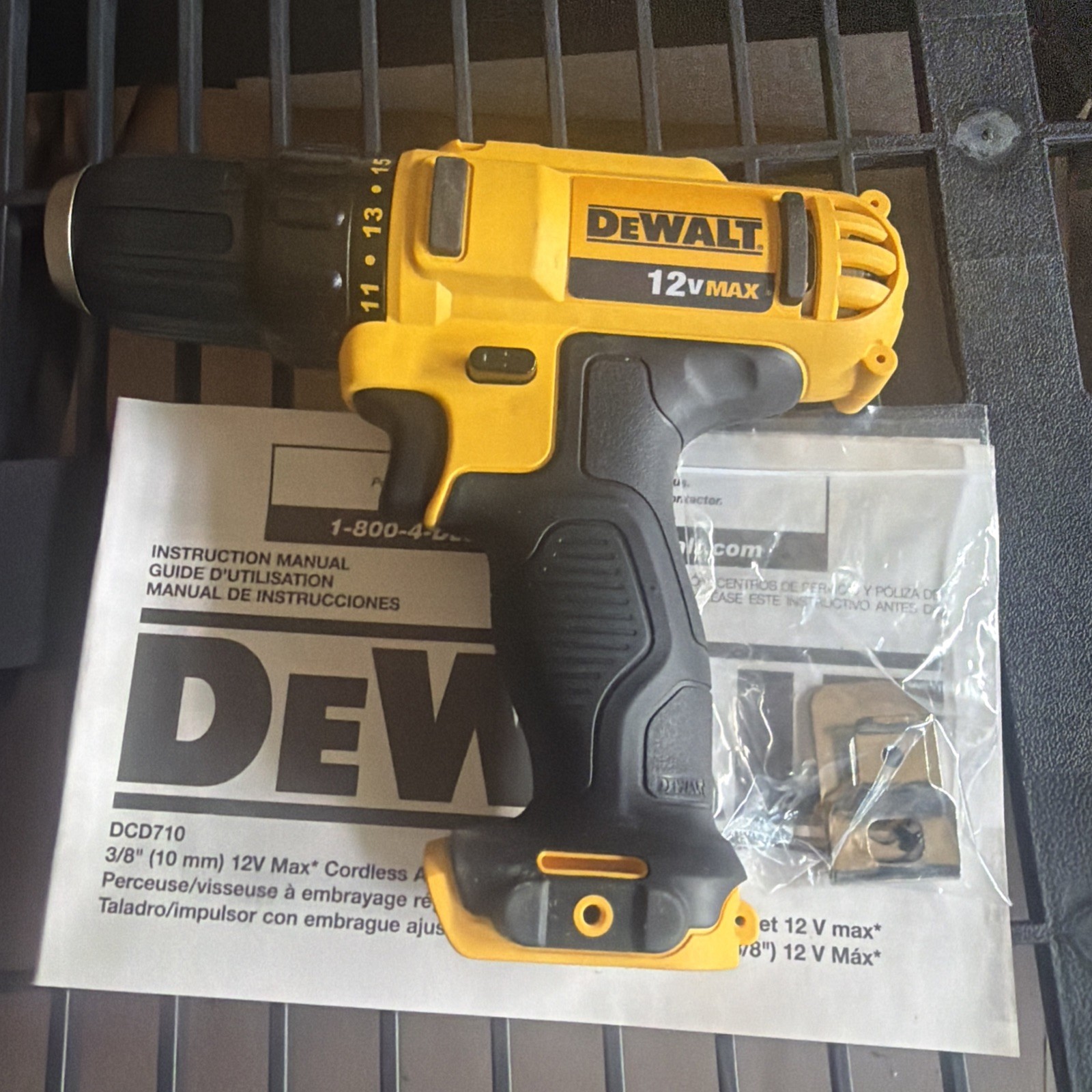 Dewalt DCD710 12V Max 3/8" Adj Clutch Drill/Driver w/ Belt Clip-no Box NEW