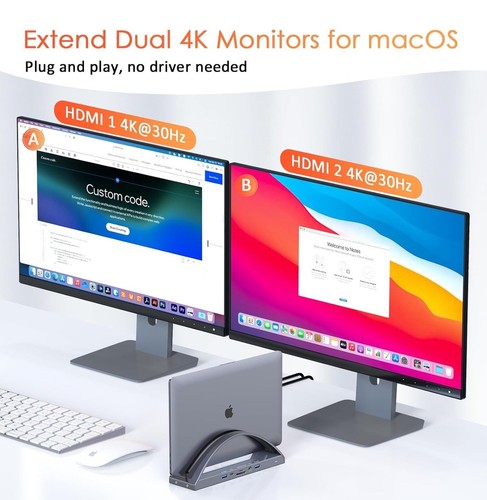 TobenONE USB C Dockingstation Dual 4K Monitor für MacBook Pro/Air/ Neu Open Box - Bild 2 von 11
