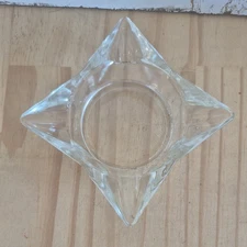 Ashtray Vintage Clear Glass Square Retro Barware Atomic MCM Art Deco