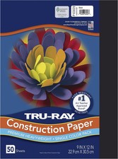 Pacon Heavyweight Construction Paper, Black, 9" x 12", 50 Sheets, Sulphite Const