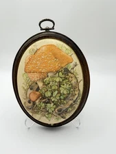 Mushroom Horseshoe Wood Wall Plaque 6.5x4.5”