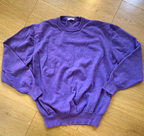Gran Sasso, Vintage Gran Sasso Purple 100% Virgin Wool Crew Neck Pullover Sweater Italy