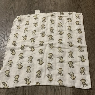 Ideal Baby by aden + anais White Brown Monkey Muslin Blanket/Swaddle