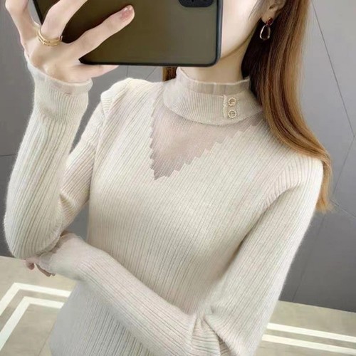 Kuscheliger Damen enger Strick Pullover mit modischem halben Rollkragen - Picture 6 of 21