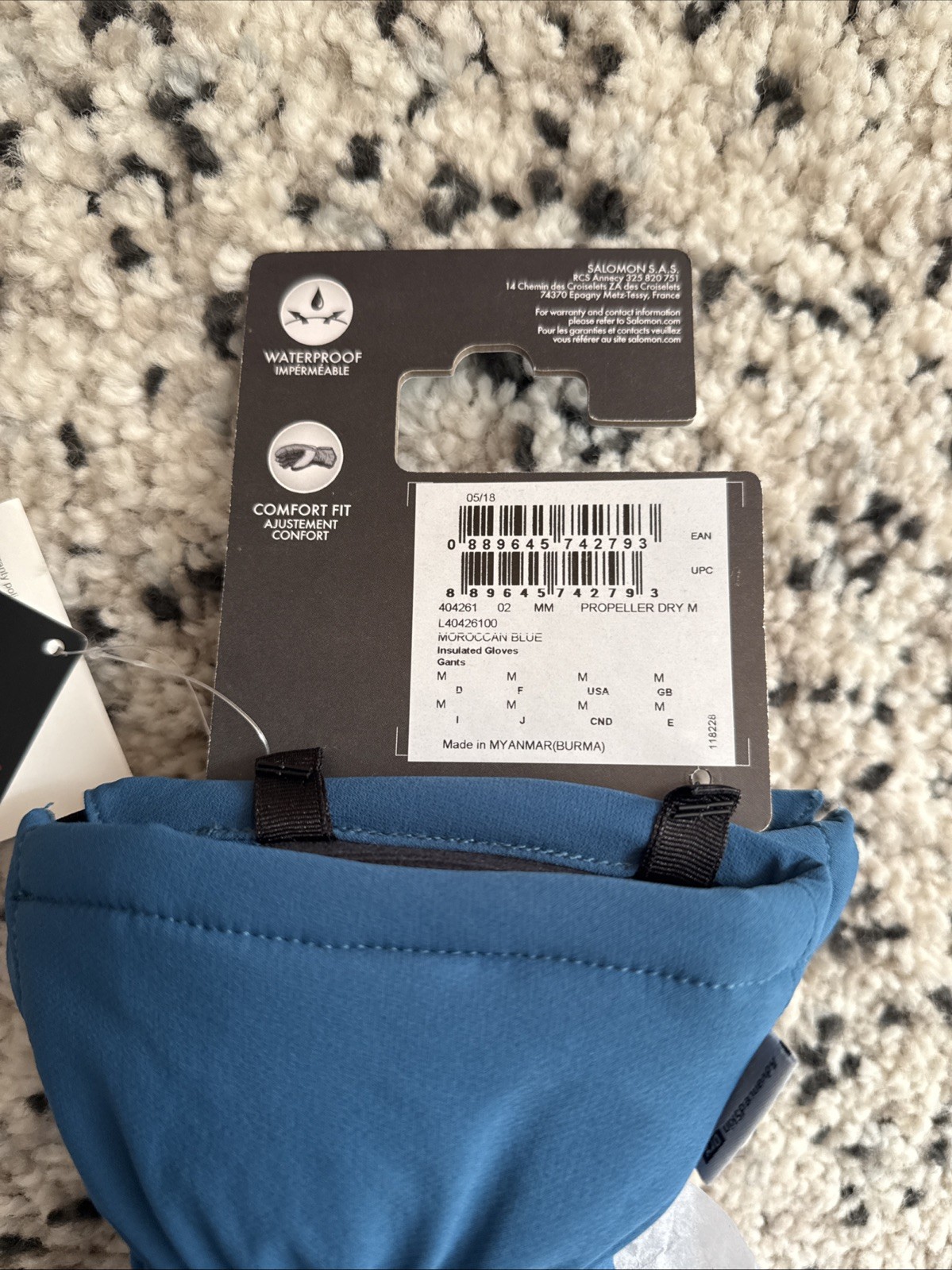 salomon guanti da sci isolati blu marocchino