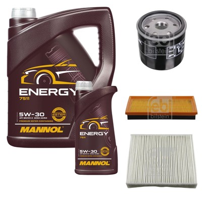 FEBI BILSTEIN Inspektionspaket 6L MANNOL Energy 5W-30 für Ford C-Max DM2 1.6