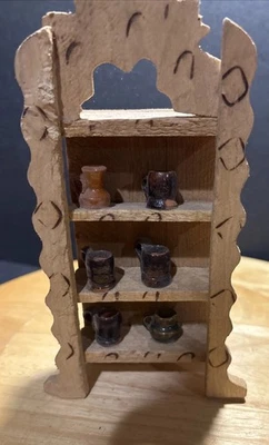 Doll House Miniature 1930s Mexican Tlaquepaque Art Pottery Shelf - Image 1 of 4