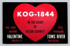 CB QSL/QSO KOG-1844 KOD-1440 Toms River NJ USA Red Heart Monitor 11 Vintage