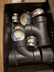 PlumbQwik Flexible Rubber & Plastic Coupling, Tee, Elbow Set, 4-Piece, 2/4 in