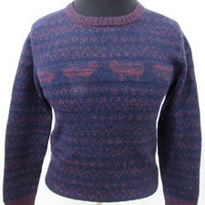 Selected Homme Allan Jumper Mens Medium Navy Abstract Print Wool Blend Crew Neck