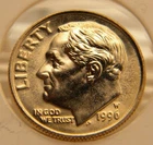1996W Roosevelt Dime BU Uncirculated Full torch lines