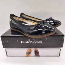 Hush Puppies Girls' Josie Black Faux Patent Leather Ballet Flats Dress Shoes 2.5