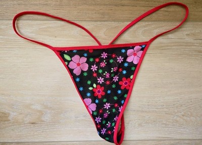 Rare Vintage Victoria's Secret Groovy Floral Semi-Sheer Mesh V-String Panties M