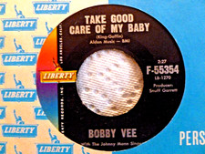 Bobby Vee-Liberty 45-Take Good Care of My Baby-Disc is NOS