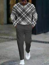 Men's Outfit 2 Piece Set Shirt  Pants Suit PLUS SIZE BIG 4XL