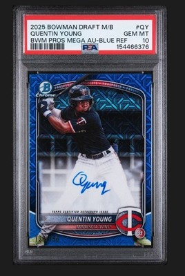 2025 Bowman Draft Mega Quentin Young Chrome Auto Blue Mojo Refractor /150 PSA 10