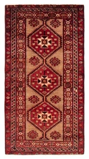 Vintage Geometric Area Rug 3'8" x 6'9" Traditional Hand-Knotted Wool Carpet