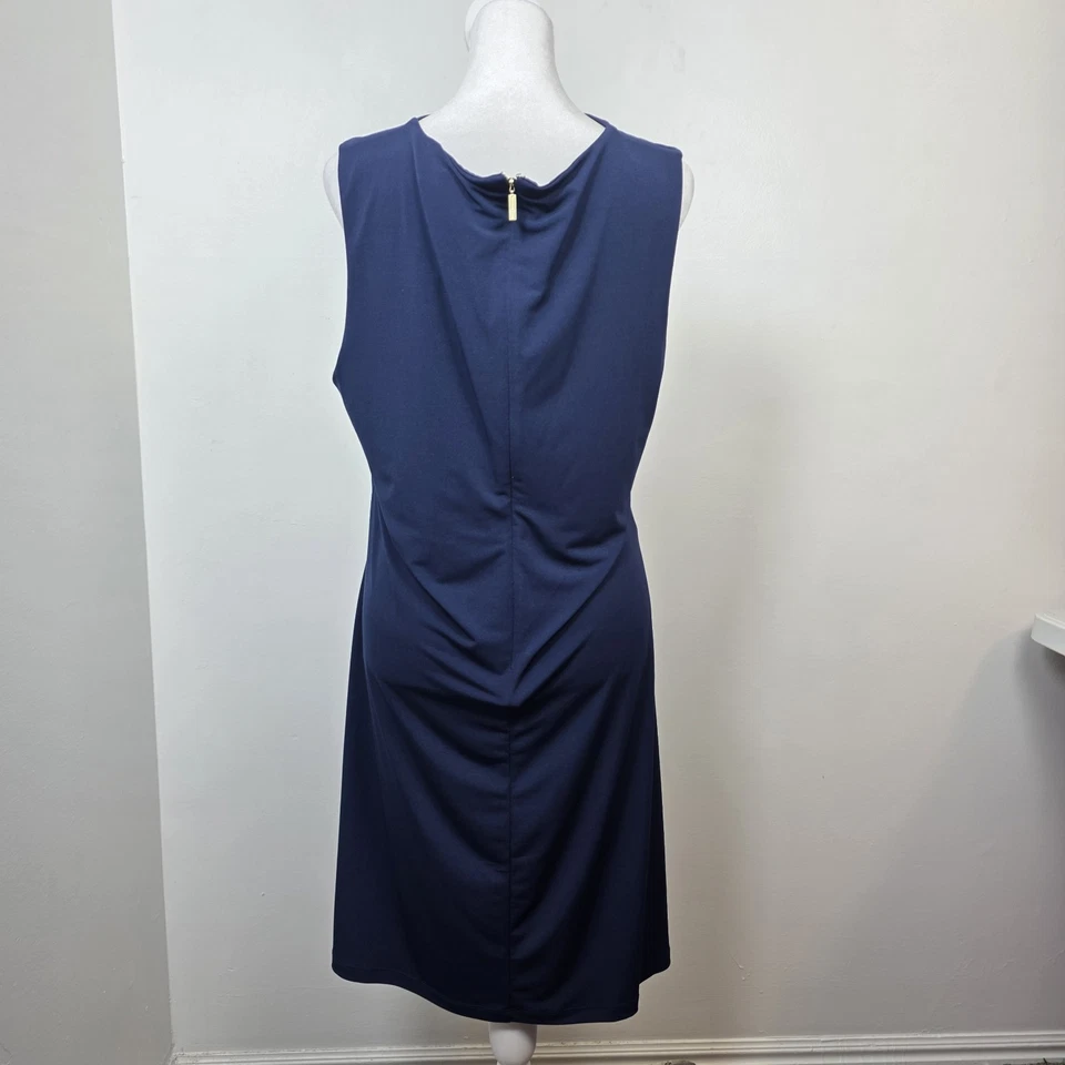 NUEVO Vestido Michael Kors Azul Marino Hasta la Rodilla Columpio Sin Mangas Talla XL Foto 3 de 4