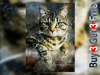 Tabby Katze | 5''x7'' Druck auf mattem Papier | Katzenliebhaber Wandbild