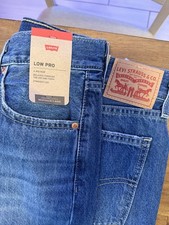 Levi's Low Pro Relaxed Straight Leg Distressed Denim Jeans Women's Medium Wash