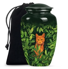 Orange Cat Urns for Ashes Adult Male, Burial Urn 10 Inch 