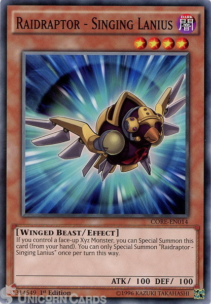 CORE-EN014 Raidraptor - Singing Lanius Common 1st Edition Mint Yu-Gi-Oh! Card
