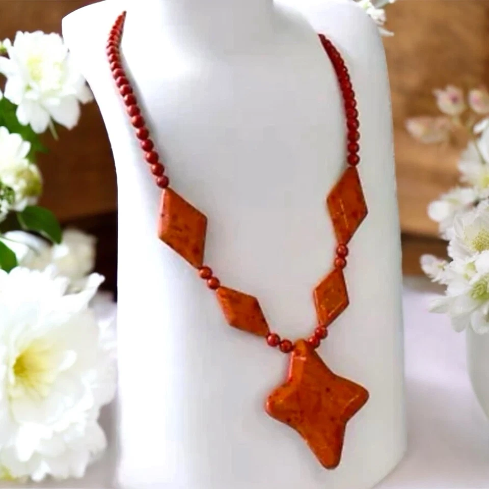 NUEVO Collar Jay King DTR 925 Cruz Coral Naranja Esterlina Colgante Cuentas Foto 4 de 4