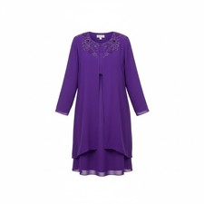 After Dark Purple Beaded 2 Piece 14 Dress Jacket Mother of Bride Formal flaw pic