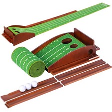 Putting Green Indoor Golf Mat with Auto Ball Return Training Mini Game