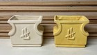 Vintage Brush McCoy Pottery #201 Symbols Ivory & Yellow Planters 1911-1925