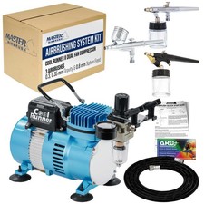 Master 3 Airbrush Air Compressor Kit, Hobby, Auto, Cake Tattoo Tanning Art Paint