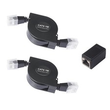 2 PCS CAT6 Retractable Flat Ethernet Cable 3.3FT TangleFree LAN Router Modem