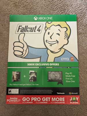 2015 Xbox One Fallout 4 GameStop Video Game Store Display Poster 28''x 22''