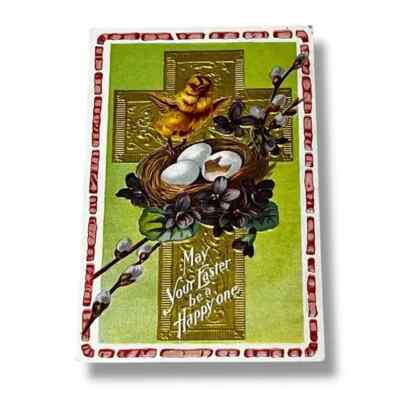 Postcard May Your Easter be a Happy One Easter Chick Series c1910 Embossed C441