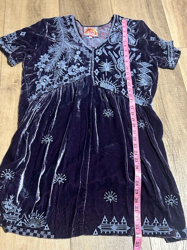 JOHNNY WAS Tunika-Kleid Dylan blau Samt Boho bestickt Größe M - Bild 10 von 11