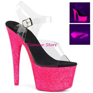 18 41 Fluorescenti Dal Sandali Glitter Tacco Sexy Rosa trasparente 35 Plateau Al Zxq8I4Cw