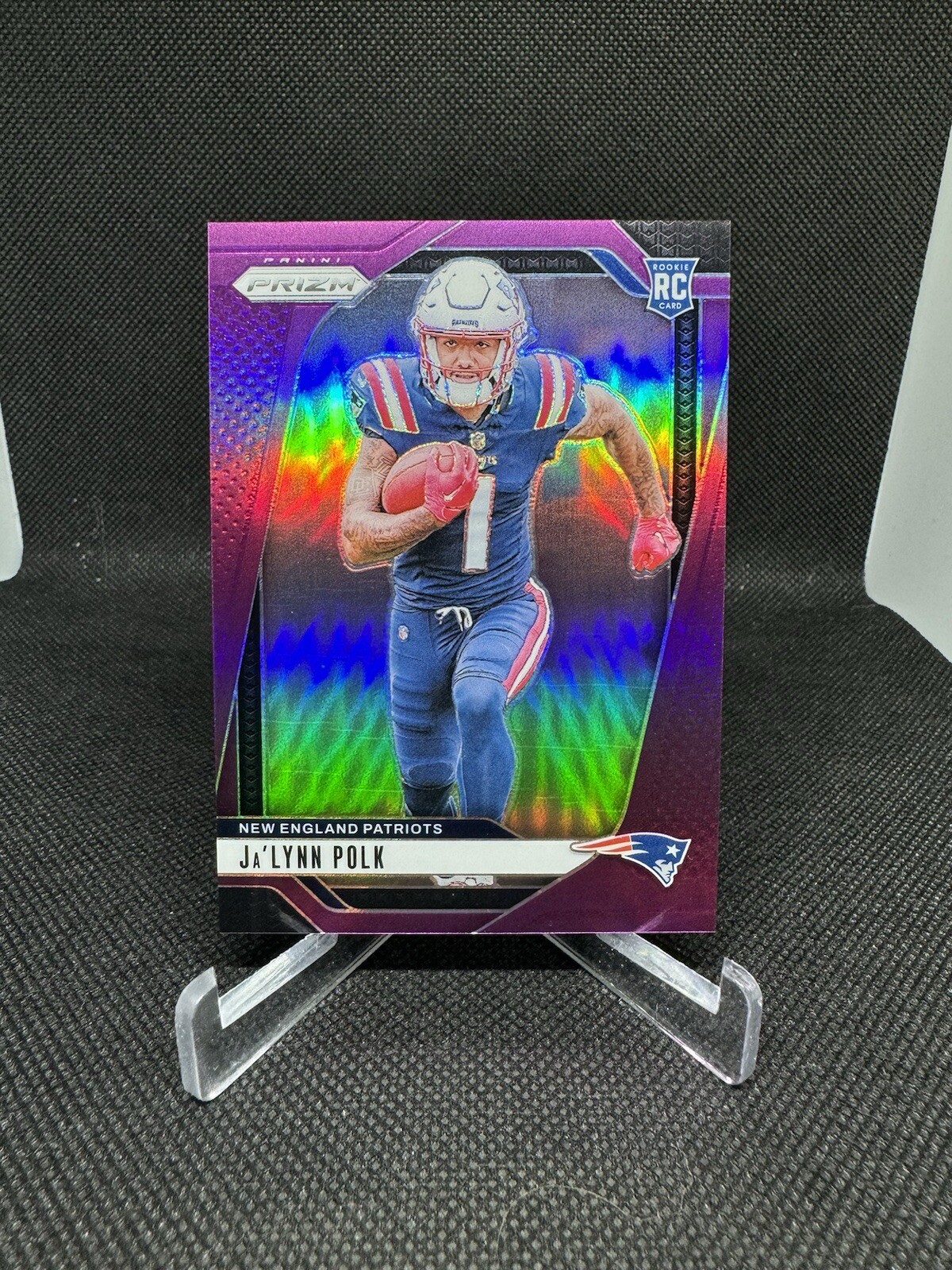 2024 Panini Prizm Ja’Lynn Polk Purple Prizm /125 RC #339 New England Patriots