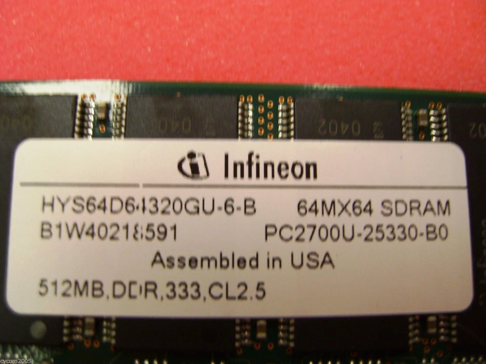 eMachines T6412 512MB DDR PC2700 * HYS64D64320GU-6-B * Infinion  Memory - Image 3 of 4