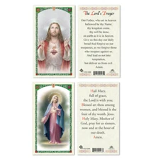 Laminated Our Father The Lord's Prayer AND Hail Mary Holy Prayer Cards Catholic