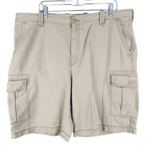 Men's Izod Khaki Beige Cargo Shorts 100 Cotton Casual Wear 11" Inseam Size 40
