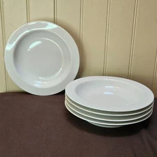 Lisboa White BLOCK SPAL Portugal 8 3/4" RIMMED SOUP BOWL Lot of 5 Bowls