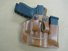 USA Leather Belt Loop IWB Combo Holster / Mag Pouch CCW For Pistols With Optics