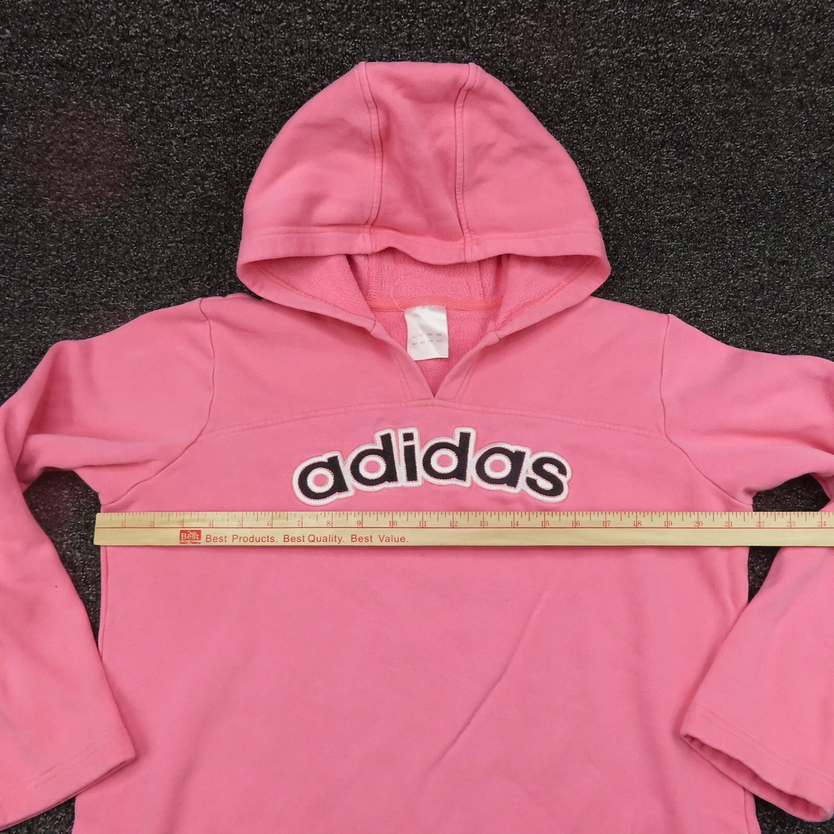 Adidas Hoodie Womens Large Pink Center Logo Long Sleeve Running Casual Ladies