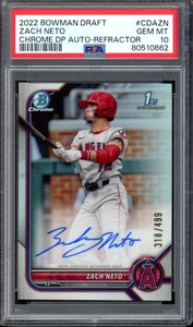 Zach Neto 2022 Bowman Draft #CDA-ZN Chrome DP Auto - Refractor 